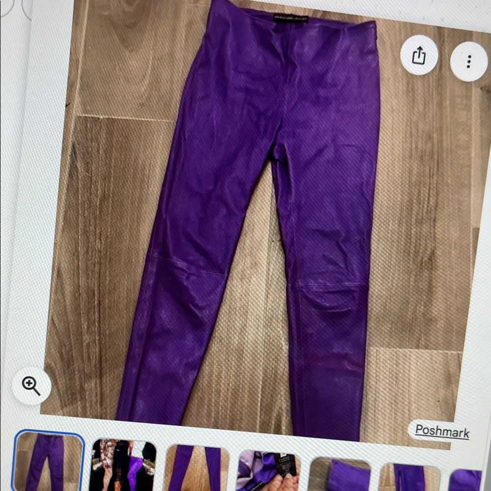 Womens Purple Stretch Leggings with Side Zip Accent